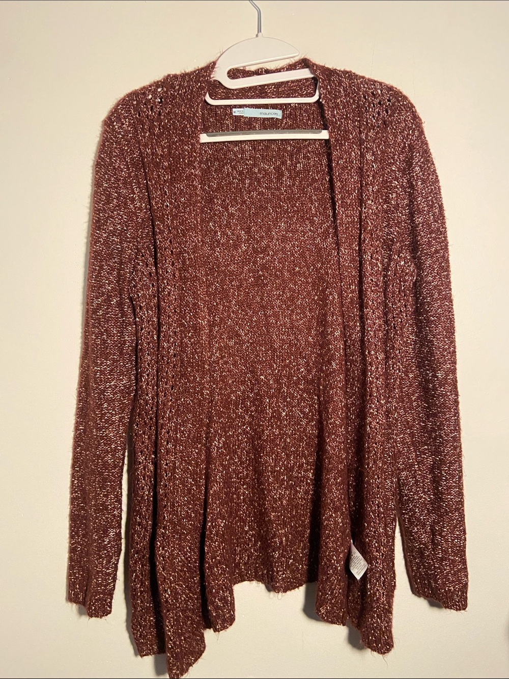 Maurices Open-Front Cardigan in Speckled Burnt Copper